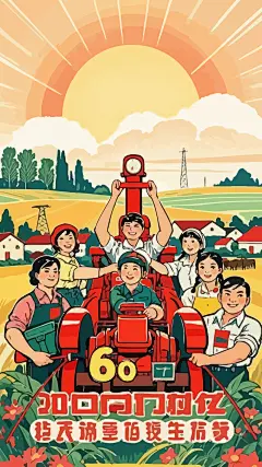 集体生产队插画图形元素