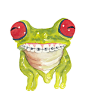 Frog Watercolor PRINT - 5x7 Illustration Print, Tree Frog, Frog in Braces, Nursery Art, Children's Art