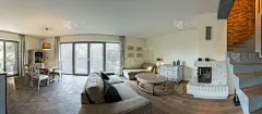 起居室,绘画插图,水平画幅,巨大的,家具,居住区,楼梯,现代,沙发,米色