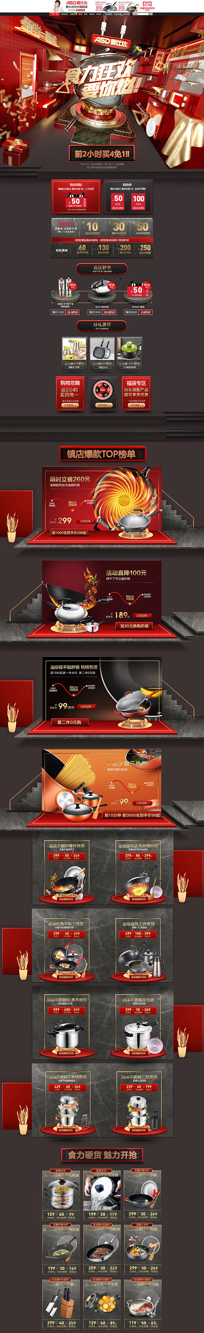 3D建模C4D海报设计 红金色 厨房 大...