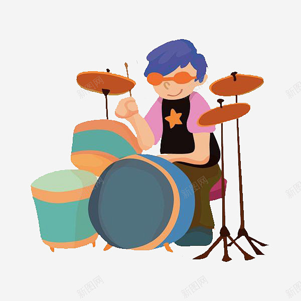 卡通插图打架子鼓表演免费下载页面网页平面电商创意素材