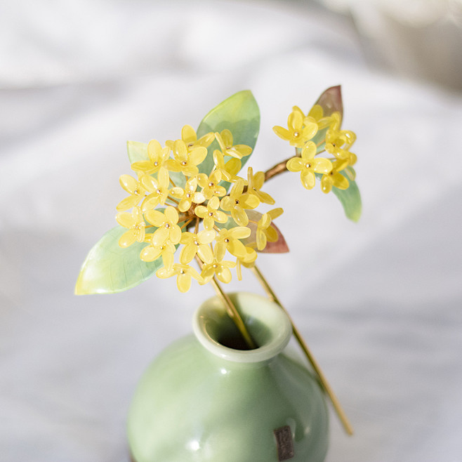 【汉影记】热缩花桂花发簪小钗汉服配饰唐风...