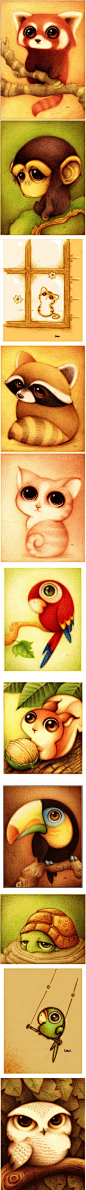 来自洪都拉斯的画家Fabo，带来了他的一组动物插画，那一双双水汪汪的大眼睛，萌到爆啊！~



