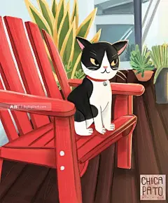 重新发布HTTPS：www.behance.netchicapatochicapato插图猫instraart artist灵感创意插画设计blackandwhite说明特色宠物动物艺术 -大作