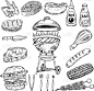 烤肉架,绘画插图,矢量,手,菜单,餐馆,炊具,设计,布置,绘制