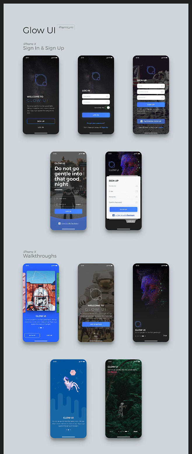 Glow多场景类App UI设计素材——...