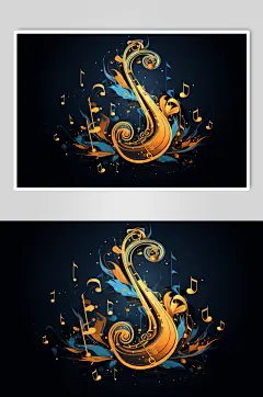 AI数字艺术音乐乐符乐谱元素插画