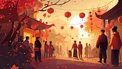 简约人物插画背景素材图
