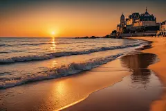 晨曦日出大海风景摄影图