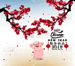 2019,月亮,猪年,春节,白色,事件,传单,庆祝,设计