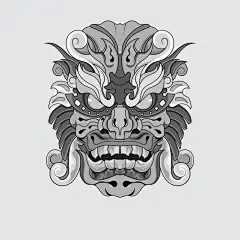 动物野兽手绘黑白矢量插图印刷徽标海报模板纹身创意