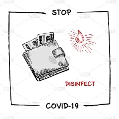 抗冠状病毒疫情医疗、社会、经济、金融信息宣传海报设计理念，文字风格为“阻止冠状病毒感染”