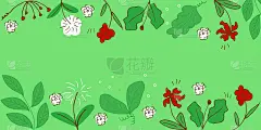 用花和叶装饰的横条旗