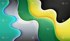 封面青色背景与绿色效果几何设计黄色元素图案形状在黑暗的空间设计海报，横幅，招贴，小册子，报告，目录，