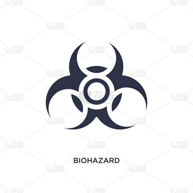 白色背景上的生物危害图标。简单的元素例证
