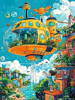 会飞的房子｜我梦想中的城市｜科幻画 - 小红书