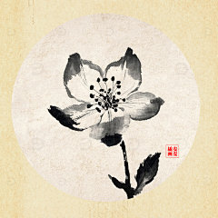 水墨梨花插画高清模板免费下载-趣麦麦图