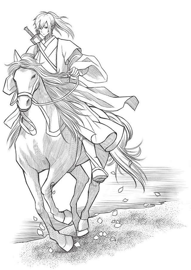 骑马的简笔画背影图片