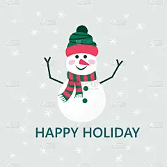 圣诞快乐，可爱的贺卡与雪人和雪花为快乐的新年礼物。斯堪的纳维亚风格的招贴，儿童房，幼儿园装饰，室内设