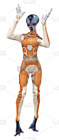 3D插图蓝色女性外星人在白色