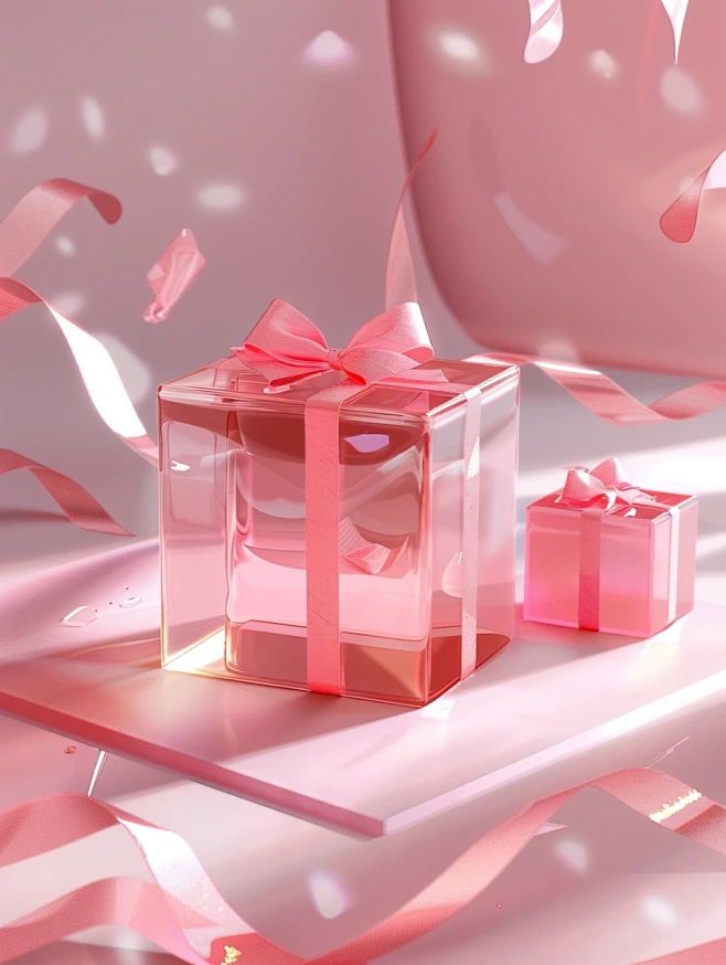 pink boxes and a bow...