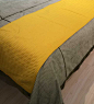 时尚新款裥棉床毯盖毯/样板房床品配饰/床尾搭毯床巾搭巾 黄色-淘宝网