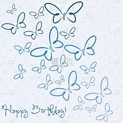 手绘的快乐生日蝴蝶卡片在矢量格式。