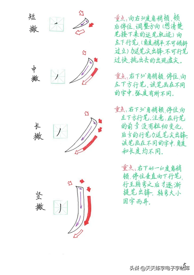 硬笔书法基本笔画详细讲解，运笔方法和书写重点全面分析，太棒了图片_钢笔字图片素材-花瓣网