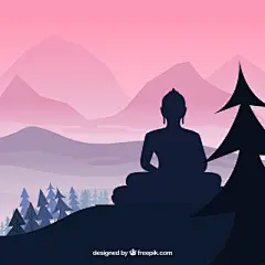 矢量手绘佛教插画佛祖如来莲花佛陀坐像图案文化插图AI设计素材