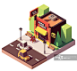 Vector isometric auto parts shop_创意图片