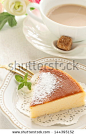 gourmet cheese cake and royal milk tea - stock photo