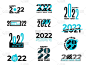 收集2022年的迹象。新年22标志，艺术日历排版元素。创造性的艺术品，孤立的数字卡片横幅最近的矢量符