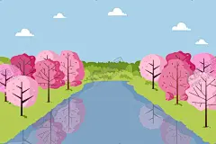 矢量春天背景 【酷图网】矢量春天背景,春天风景壁纸,春天壁纸,绿色背景,大自然,清新,景色,自然季节,春季,四季,插图,卡通,风景地形,