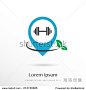BLUE - GREEN , PREMIUM LOGO / ICON DESIGN OF A FREE WEIGHT IN A LOCATION SYMBOL COMBINES WITH A LEAF TO INDICATE HEALTHY AND / OR NATURAL 