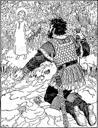 贪欲,巨大的,白色,矢量,儿童,男人,跪着,图像,雕刻图像,复古