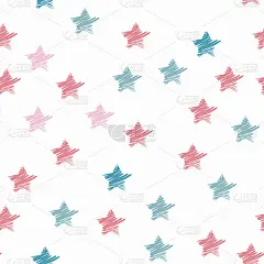 无缝星形图案柔和的颜色。彩色的手绘星星背景。