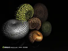 3D立体镂空圆球图形壁纸图片设计