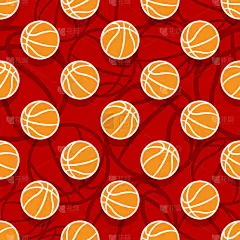 篮球无缝图案设计矢量插图