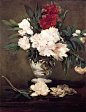 Peonies in a Vase on a Stand  -  1864, Édouard Manet