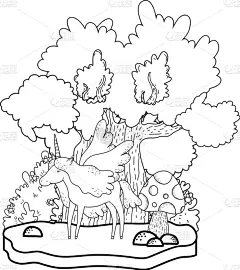 可爱的,童话故事,独角兽,地形,华丽的,小马,自然美,小的,动物,问候