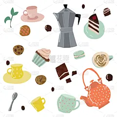 茶,糖果店,彩色图片,符号,漫画,饮料,传统,商务,热,布置