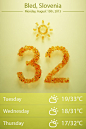 Weather app with photorealistic numbers that reflect the season.: 