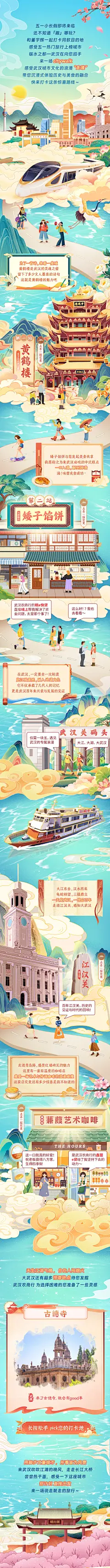 武汉城市地标手绘长图