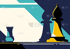 抽象的旗帜模板与棋子。