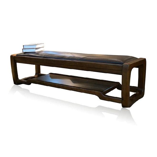 现代中式 床尾凳 简易软包皮革坐凳 床尾...