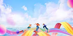校园亲子活动学校运动会展板背景