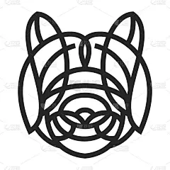 轮廓的熊猫头从线在单色几何风格孤立在白色的背景。标签或海报的现代平面设计元素。矢量艺术插图。
