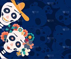 死亡之日矢量图。亡灵节。万圣节海报背景，贺卡或t恤设计