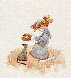 韩国插画师 초록담쟁이的唯美插画，带你回到永远回不去的童年。 ​ ​​​​