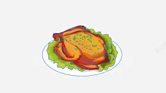 手绘美味烤火鸡 创意素材